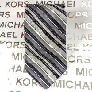 MICHAEL Michael Kors Men's Striped Silk Necktie in Silver & Blue